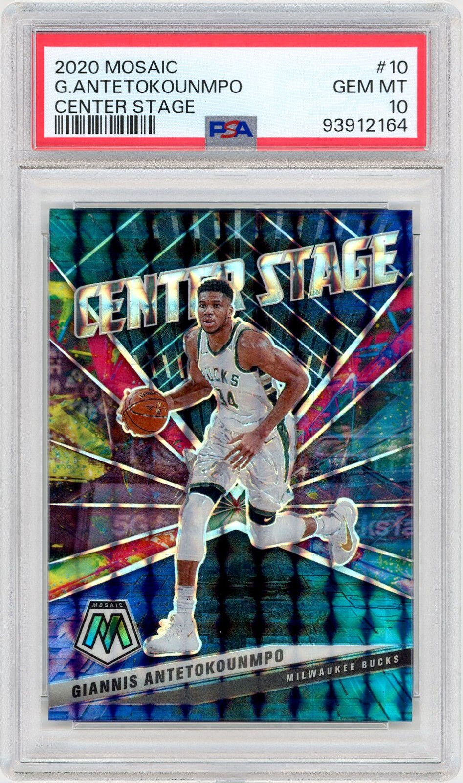 2020-21 Mosaic Center Stage #10 Giannis Antetokounmpo /  GEM MINT PSA 10 *2164