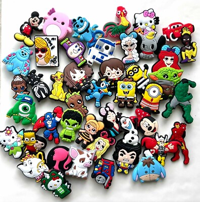 CHARACTERS 50 Shoe Charms Lot Kids New Characters TV Film Girls Boys