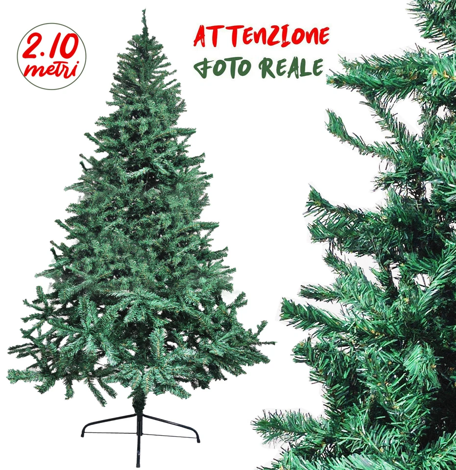 IBK Albero di Natale Realistico Naturale 180 210 300 Cm Base Croce Stabile Ignifugo