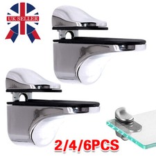 2 / 4 / 6X Adjustable Glass Shelf Bracket Support Clamp Solid Zinc Alloy UK