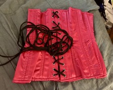 Overbust Pink Satin Size 24" Steel Boned Corset