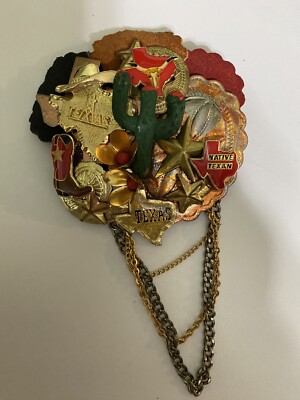 Vintage Junket Jewels Of Houston TEXAS Large Gaudy Brooch Steampunk