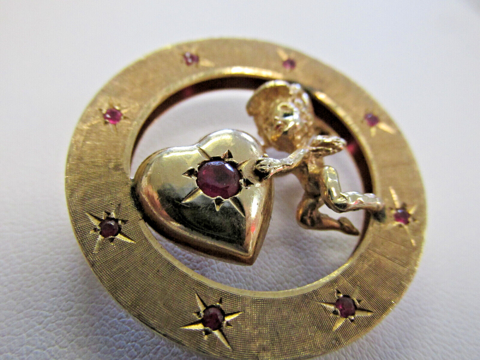 Ruby Angel Pin Beautiful 1950s Style Ruby Brooch/Pin & Angel & Heart… - Gem