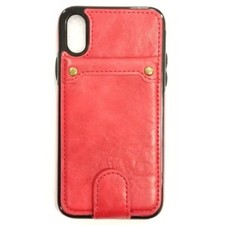 for iPhone X/Xs PU Leather Wallet Multi Card Holding Case RED