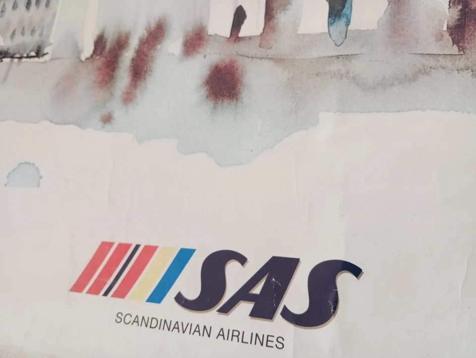 Cartel grande Otto Nielsen SAS Scandinavian Airlines 'Los Estados Bálticos' 1992 Foto 3 de 4