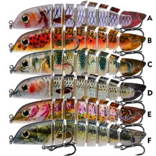 Fishing Lure 8-Segments Fish Bass Minnow Swimbait Tackle Hook Lure Crank Bait