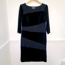 Per Una Womens Dress Black Size UK 10 Marks and Spencer Lace Velvet Knee Length