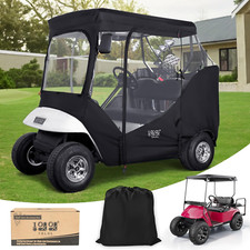 Golf Cart Enclosure 2 Passenger 600D for EZGO TXT/RXV with 2 Door Zippers, Secur