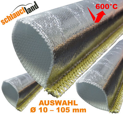 1m Hitzeschutzschlauch ALU TITAN gekettelt Kabel Schutz Hülle reflektierend Auto