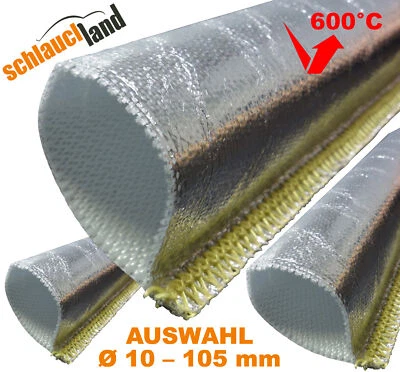 SCHLAUCHLAND 1m Hitzeschutzschlauch ALU TITAN gekettelt Kabel Schutz Hülle reflektierend Auto