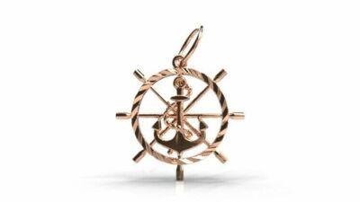 Custom made New 9ct 9kt Rose Gold Solid Anchor Boat Pendant / Charm