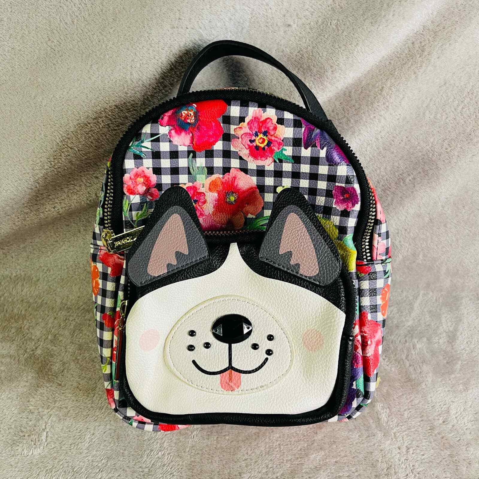 Betsey Johnson Backpack Black Floral Husky Kitsch Dog… Gem