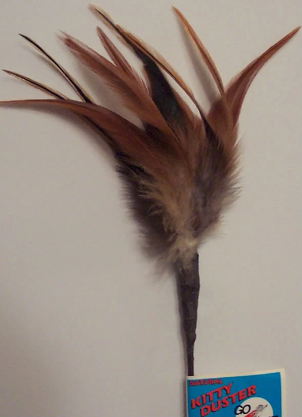 GO CAT 18 " Feather duster ASSORTED COLORS teaser kitty wand cat toy toys kitten