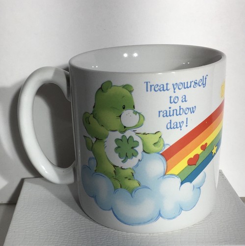 Care Bears Coffee Mug VTG 1984 American Greetings Good Luck Bear Rainbow (EX)