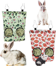 2 Pieces Rabbit Hay Feeder Bag, Small Animal Bag Guinea Pig Chinchilla Hanging B