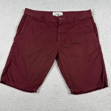 Wellen Shorts Mens 32 Maroon Chino Flat Front Raw Hem Cutoff Casual Made in USA