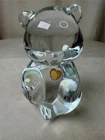 VINTAGE FENTON GLASS BEAR WITH TOPAZ NOVEMBER HEART FIGURINE PAPERWEIGHT  3"