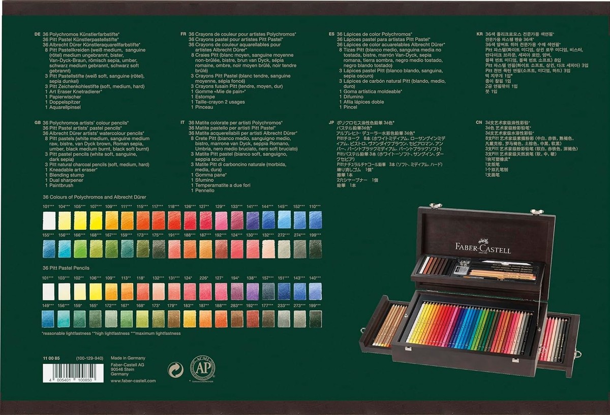 Faber-Castell Art & Graphic 125 PCS Pencils Collection, Wood Case