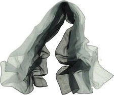 Long Black Grey Gradient Chiffon Sheer Scarf Gradient - Black Grey Shaded Col...