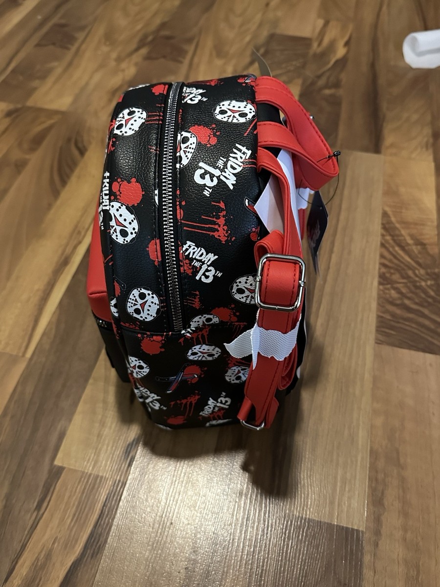 Hot Topic Black and Red Friday the 13th Backpack Loungefly Friday The 13th Jason Cabin Mini Backpack | Hot Topic main image 2