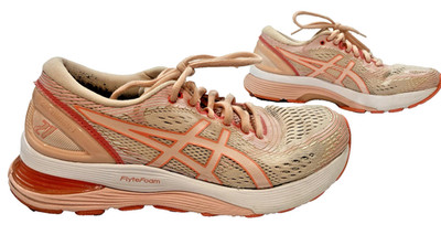 ASICS Gel-Nimbus 21 Women's size  6 Orange/White Flyte Foam Sneaker Distance Run