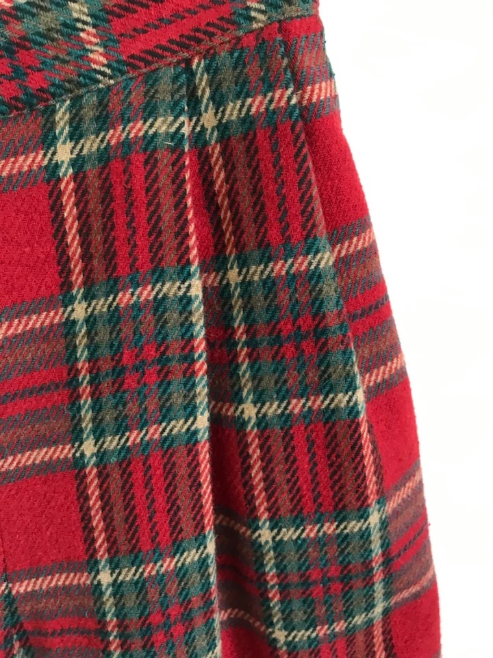 Falda a Cuadros Destintada De Colección, Mezcla de Lana Amanda Smith Petites 10 Roja Cintura Alta Foto 4 de 4
