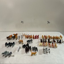 Large Lot Of 70 Small Plastic Animals China Cows Chickens Goats Horses Etc