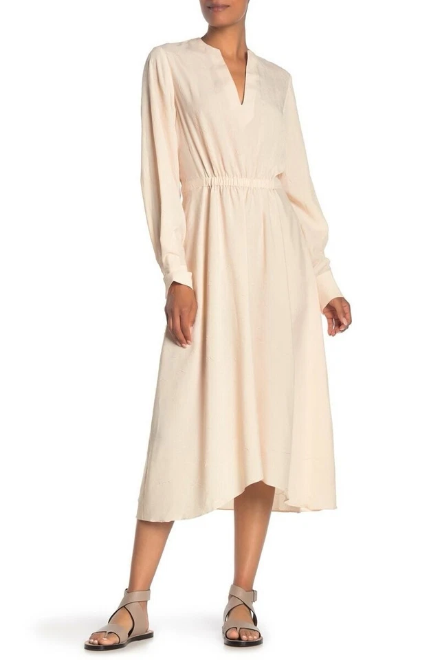Vestido VINCE Poet Midi Sobrepelliz Manga Abullonada en Sándalo Beige Talla XL Foto 4 de 4