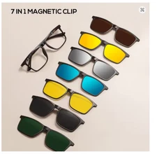 Square Full Rim Glasses Frame with Polarized Clip-On Sunglasses