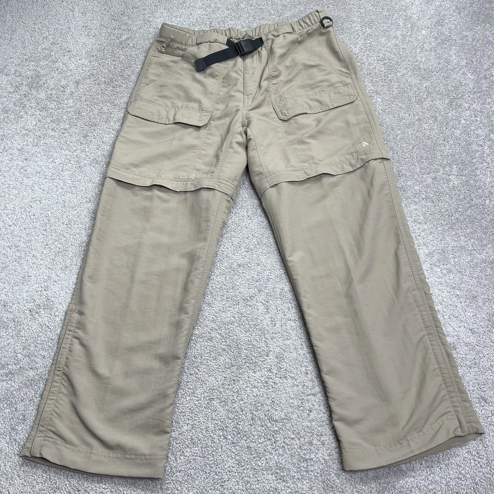 North Face Convertible Pants Mens Large Khaki Beige Cargo Shorts Hiking Outdoors