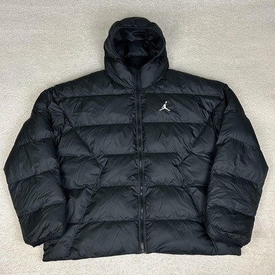 Jordan Jacket Mens XL Black Brooklyn Puffer Hooded Therma Fit Logo HV0532-010