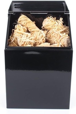 Aufbewahrungsbox für Feueranzünder, Metallbehälter mit Klappdeckel, Schwarz