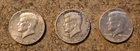 Lot of 3 Kennedy 1964 Silver Half-Dollars - Circulated - Good Condition