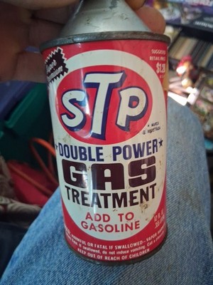 Vintage STP Double Power Gas Treatment Canister 12 Fluid Oz Advertising Opened