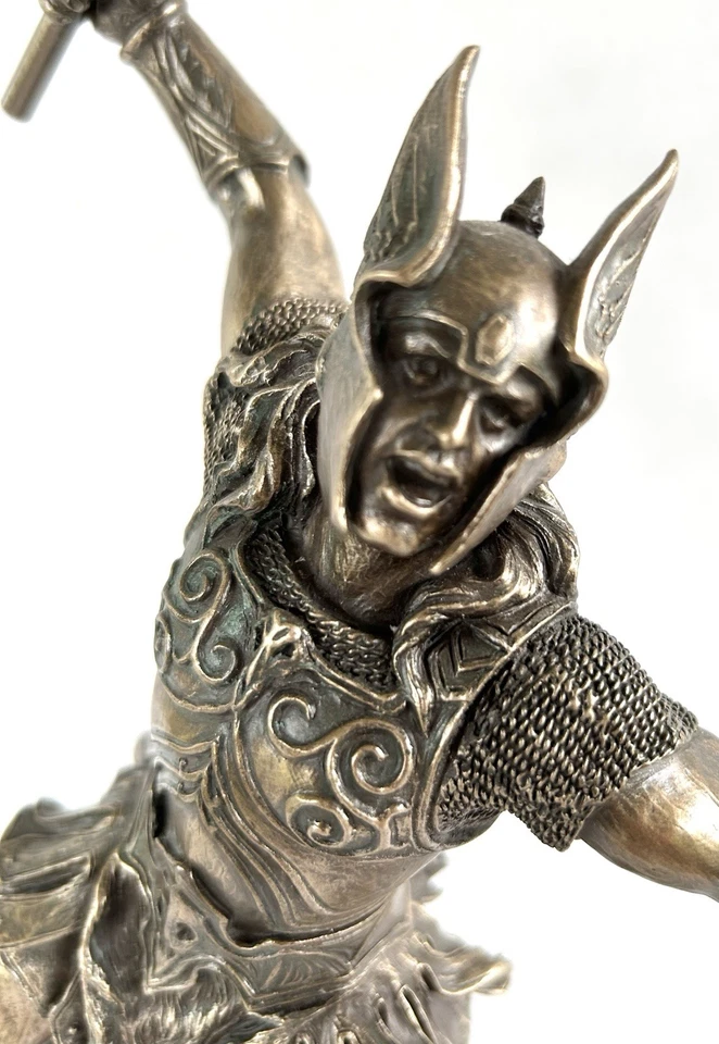 Estatua compuesta de bronce Thor Dios del Trueno escultura 12" mitología nórdica Foto 4 de 4