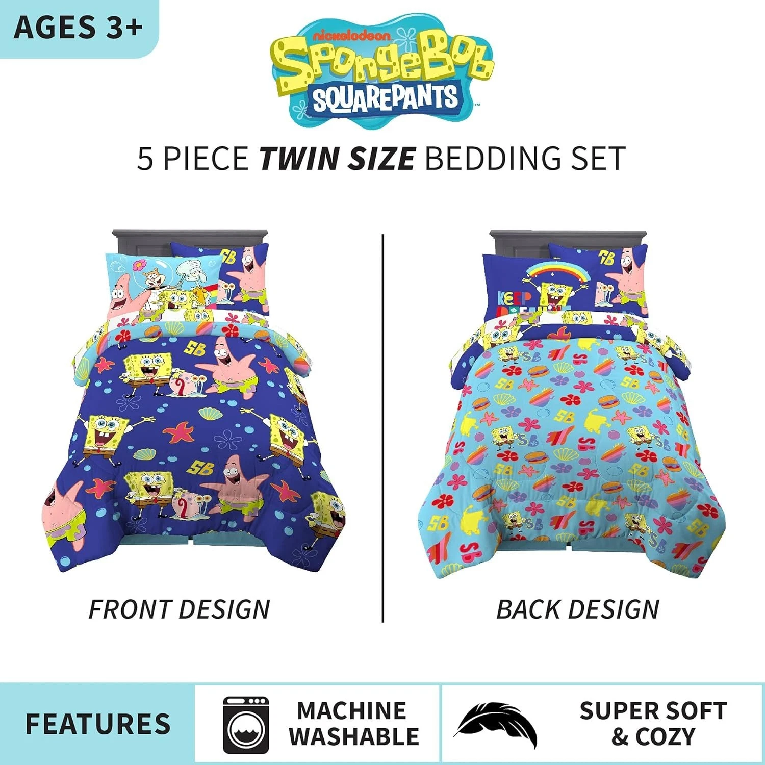 Reversible SpongeBob Comforter Twin Set