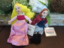 Disney Sleeping Beauty Bean Bag Plush Princess Aurora And Prince Phillip Set Lot