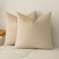 Set of 2 Decorative Pillow Covers,18x18 Inch 18" x 18" Pack of 2 Beige