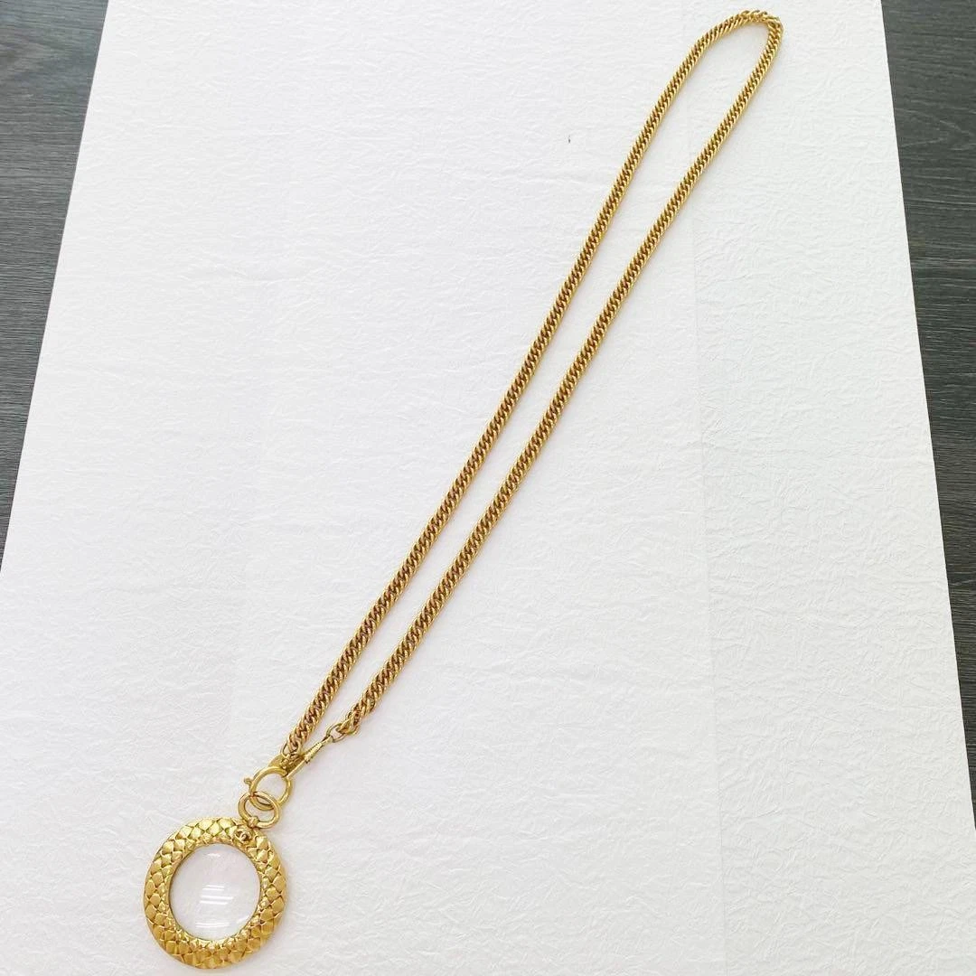Chanel Magnifying Glass Necklace G Gp Vintage Coco Mark Women