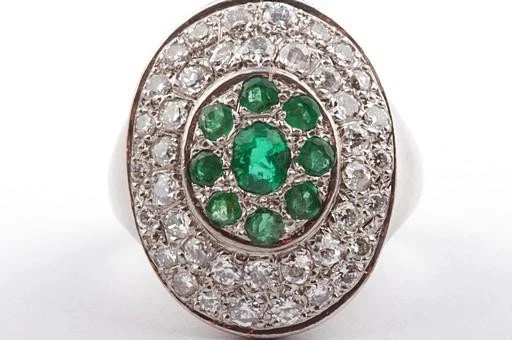 Smaragd Diamant Ring 585 14K Weiß Gold Gr 51 Top! . - Bild 3 von 4