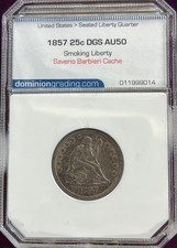 1857 SMOKING LIBERTY QUARTER THIS IS THE RARE 'CIGAR' LADY QUARTER FS401