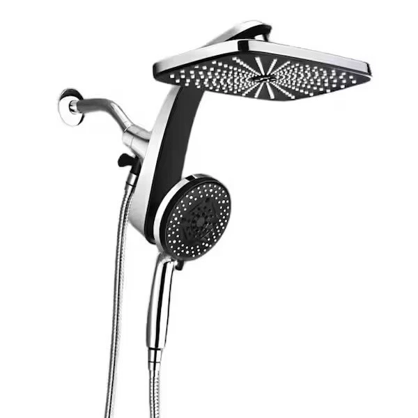 Numhew 2-Piece High Pressure Rain Shower Head + Detachable Hand Shower, Chrome