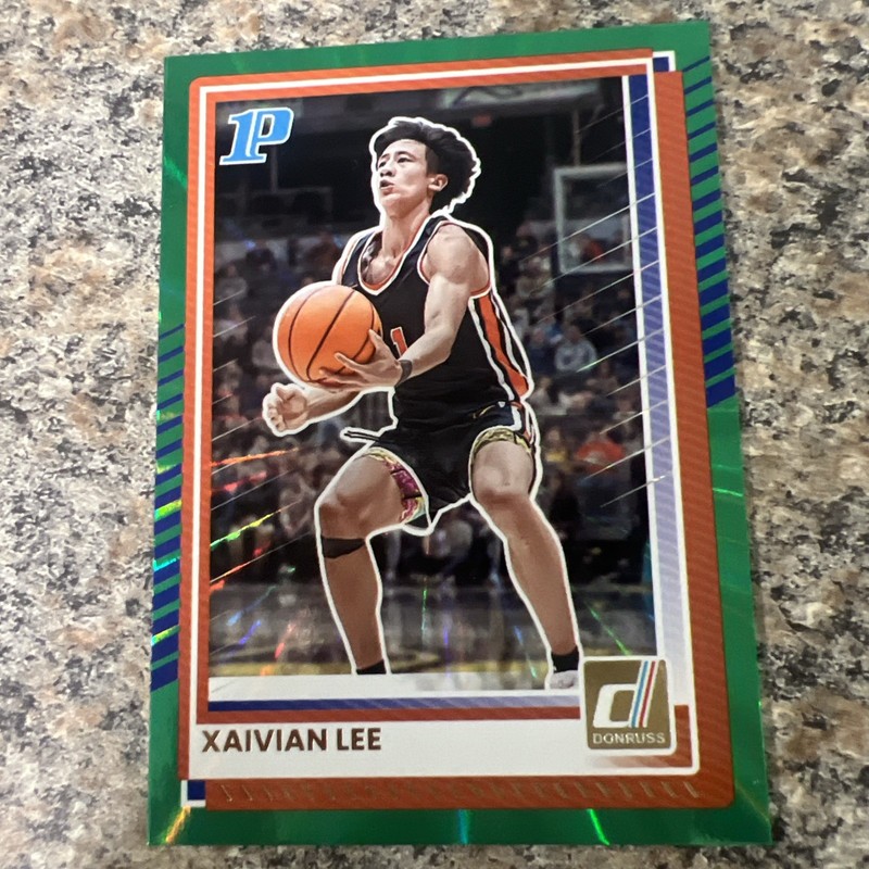 Xaivian Lee 2025-26 Donruss 1st Prospect Green Laser Holo Prizm Princton Florida