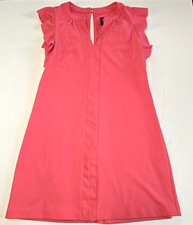 Vince Camuto Coral Pink Ruffle Flutter Sleeve Mini Scuba Shirt Dress Size 8