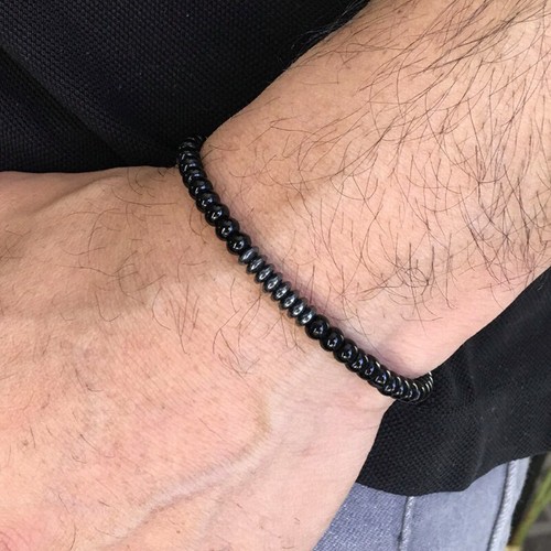 6mm Men Fashion Charm Simple Bracelet Geometric 6mm Hematite Stone Beads Jewelry - Picture 12 of 20