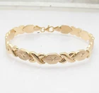 7" Hugs & Kisses XOXO Bracelet 10K Yellow Gold Plated Real Sterling Silver 925