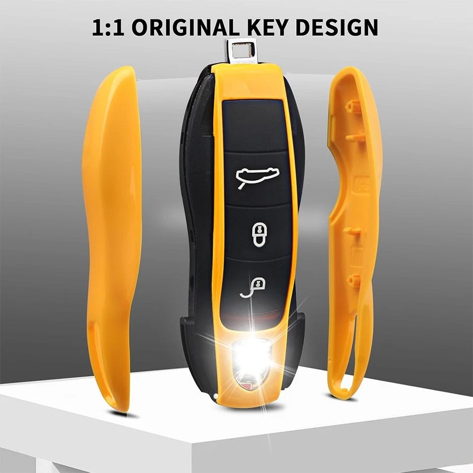 3 pcs Yellow Remote Smart Key Fob Shell Case Cover For Porsche Cayenne Macan 911 - Image 4 of 4
