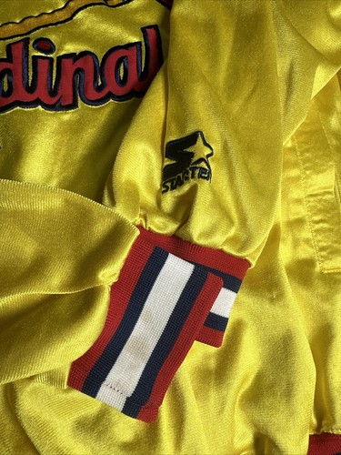 Giacca pullover vintage St. Louis Cardinals anni '90 MLB Starter giallo raso look M - Foto 5 di 8