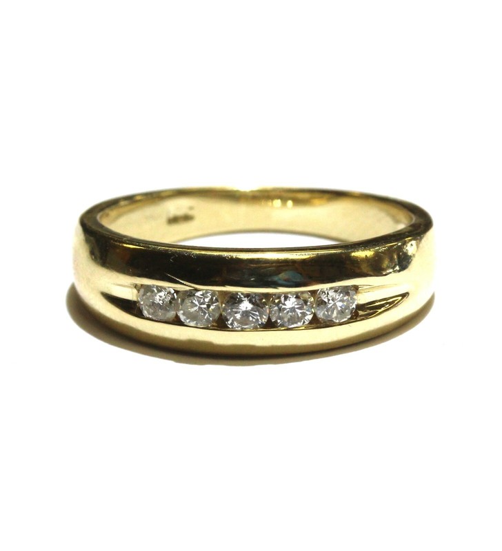 14k yellow gold .35ct SI2 H round diamond mens wedding band ring 5g gents size 8