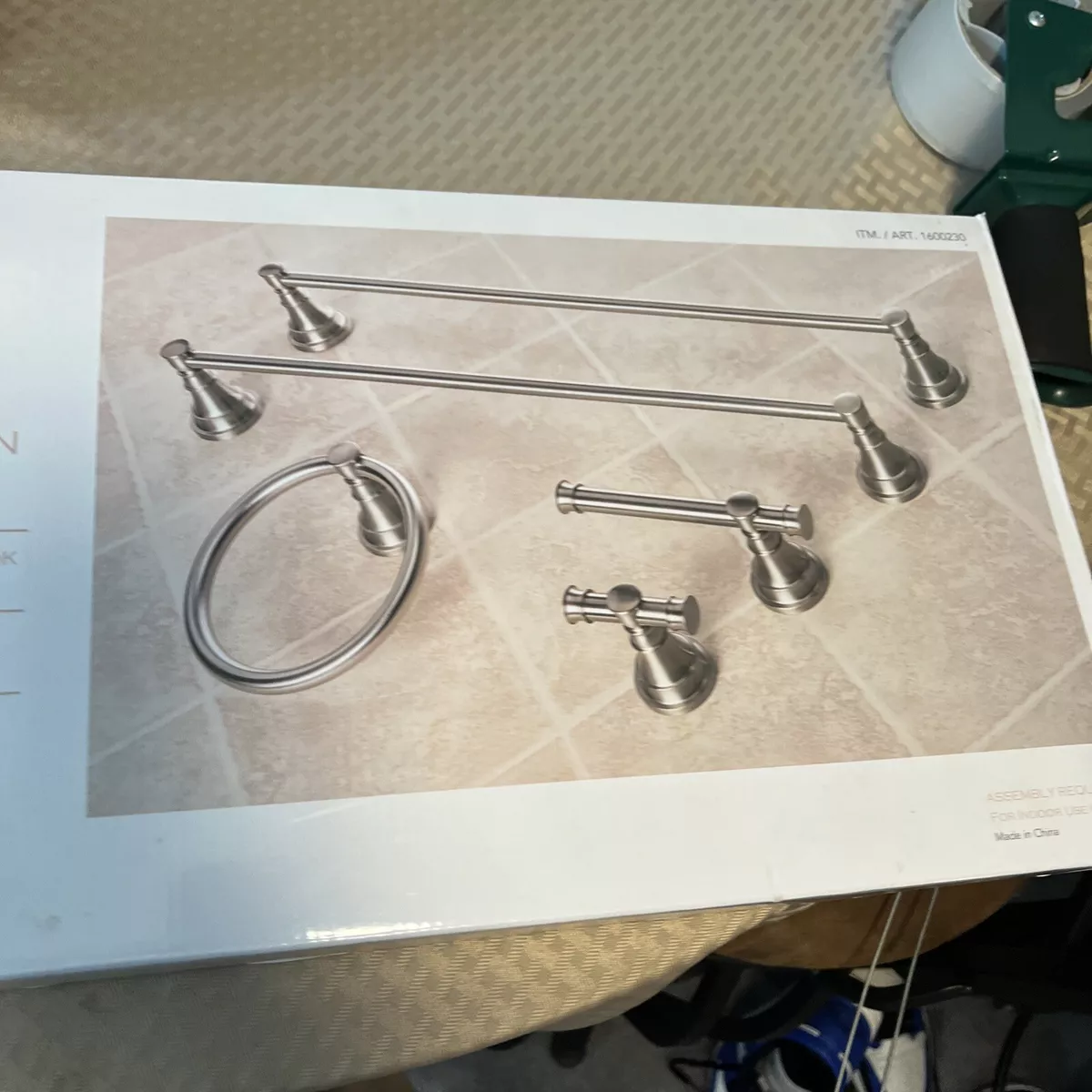LANDIA HOME 5 Piece Bath Collection Towel Bars Set Satin Nickel